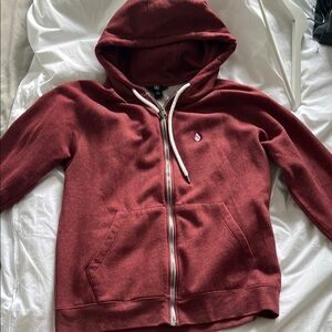 Volcom Burgundy Zip-Up Hoodie